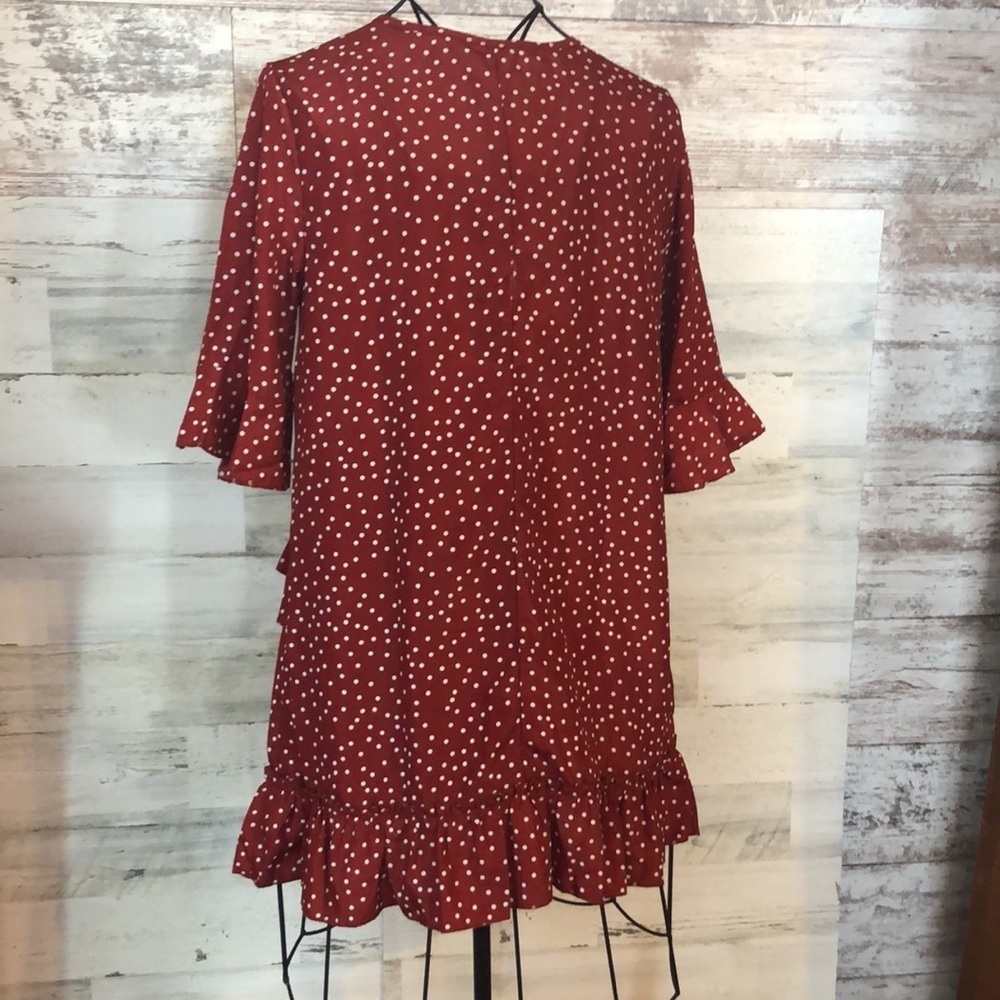 Red polkadot white Cocktail Dress Floral Sleeveless Dresses beach women dress​​​ - Picture 4 of 11
